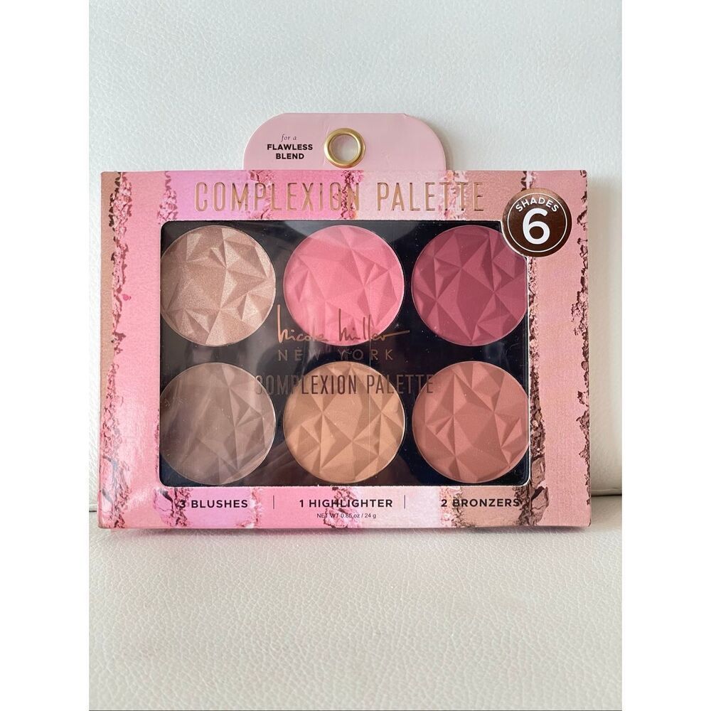NWT Nicole Miller COMPLEXION PALETTE 1 Highlighter, 2 Bronzers & 3 Blushes